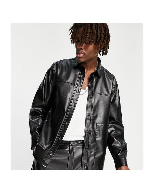 Reclaimed (vintage) Black Inspired Leather Look Shirt for men