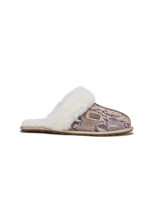 Australia Luxe White Closed Mule Snake Sheepskin