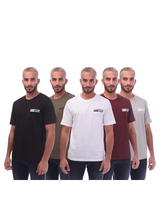 Jack & Jones Jack And Jones Speed 5 Pack T-shirts In Multi Kleur in het Pink voor heren