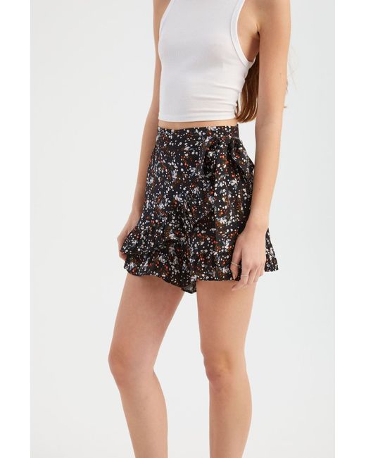 Hiccup Black Floral High Waist Shorts With A Belt Detail