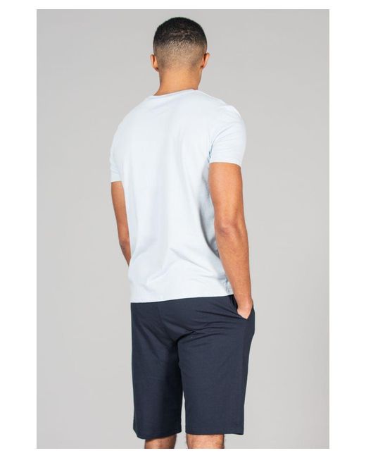 Tokyo Laundry White Cotton 2-Piece Short Sleeve Top And Jersey Shorts Loungewear Set for men