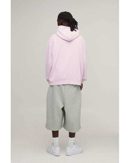 BoohooMAN Pink Oversized Sport Washed Over The Head Hoodie for men