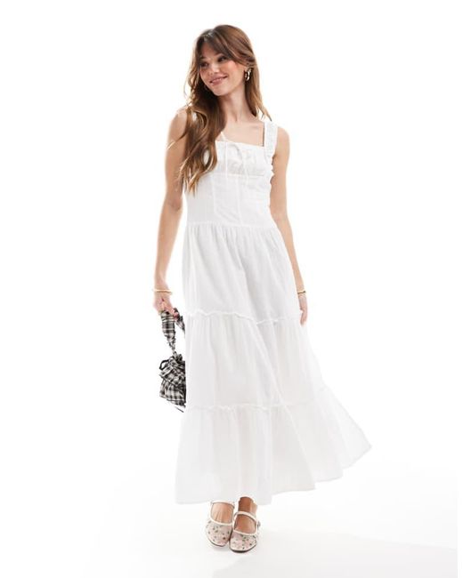 Cotton On White Aria Corset Detail Maxi Dress