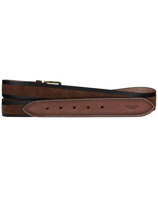 Hackett Brown Inlay Leather Suede Belt for men
