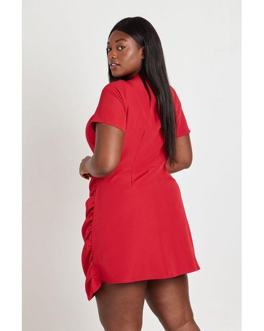 Boohoo Plus Tailored Drape Front Mini Dress