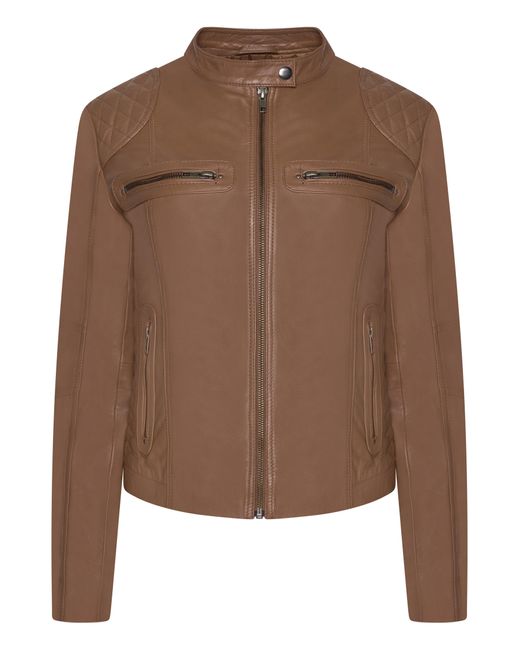Pelle D'annata Brown D'Annata Ladies Real Leather Biker Jacket