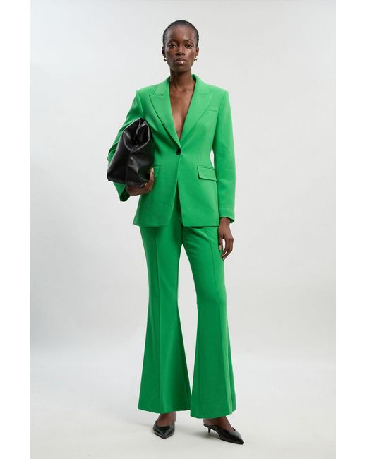Karen Millen Green Petite Compact Stretch Single Breasted Tailored Blazer