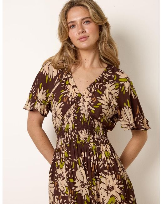 Blue Vanilla Natural Shirred Waist Hanky Hem Dress
