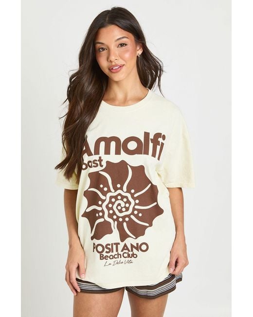 Boohoo White Amalfi Coast Printed T-Shirt