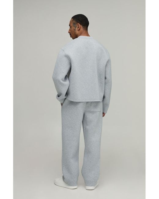 BoohooMAN Gray Oversized Boxy Scuba Henley Sweatshirt for men