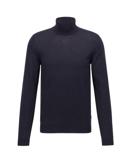 Boss Blue Turtle Neck Long Sleeve Sweater for men