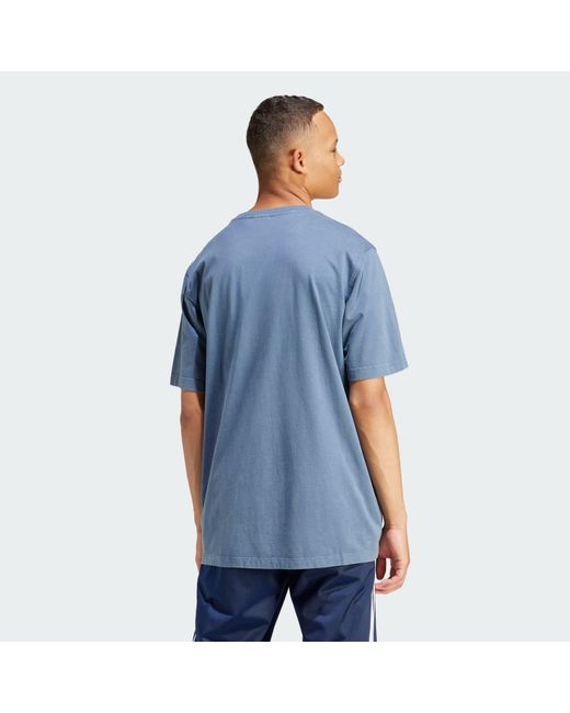 Adidas Originals Blue Adicolor Outline Trefoil Tee for men
