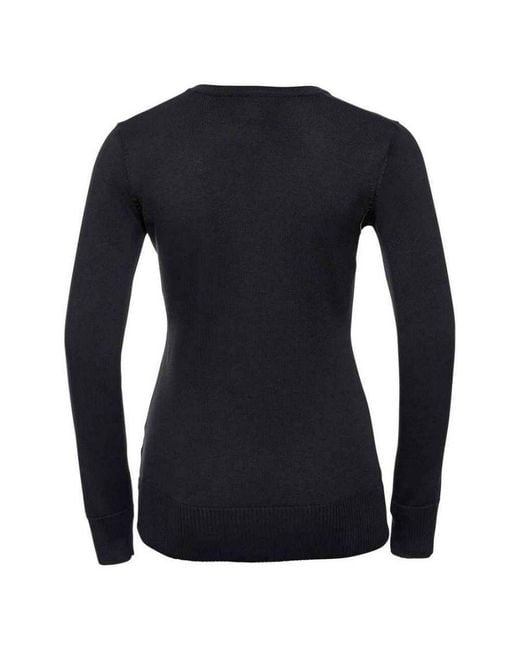 Russell Black Collection /Ladies Cotton Acrylic V Neck Sweatshirt