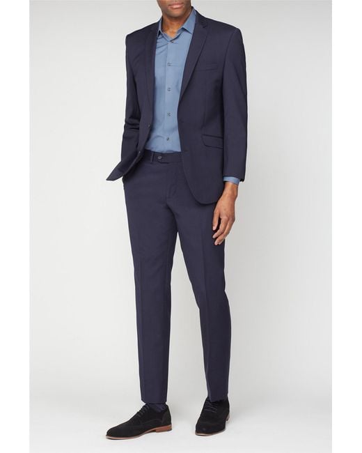Scott Blue Long Sleeve Tailored Suit Jacket for men