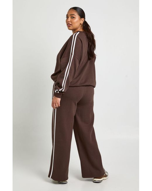 Boohoo Brown Plus Side Stripe Oversized Sweatshirt