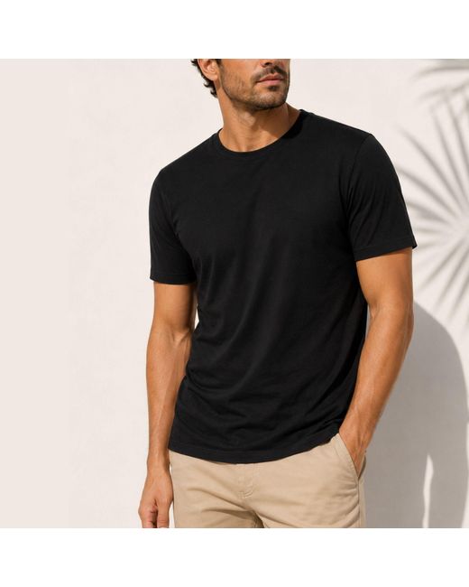 Panos Emporio Black Bamboo Cotton Blend T-Shirt for men