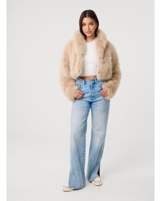 Pink Vanilla Natural Crop Fur Jacket