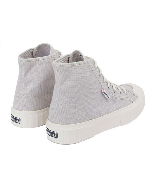 Superga Gray Ladies 2696 Stripe High Tops /Avorio)