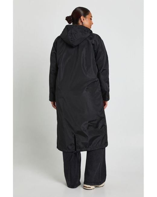 Boohoo Black Plus Double Layer Shell Longline Rain Parka