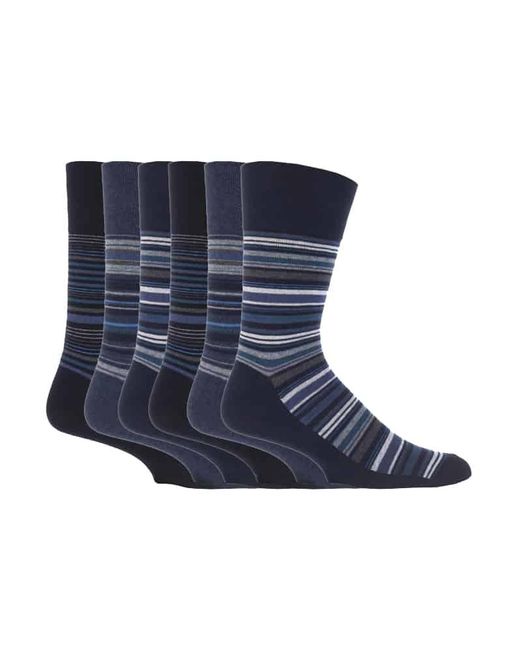 Gentle Grip Blue Socks Bigfoot Honeycomb Top Cotton Rich Pack Of 6 for men