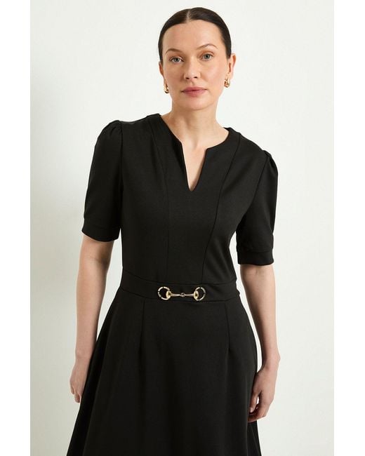 Wallis Black Ponte Snaffle Trim Midi Dress