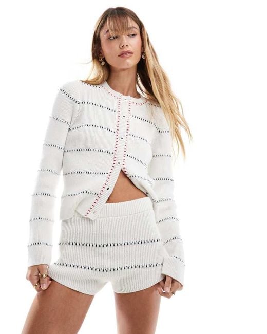 ASOS White Knitted Short With Tipping Detail Co-Ord