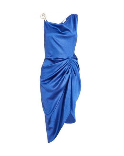 Quiz Blue Satin Ruched Midi Dress