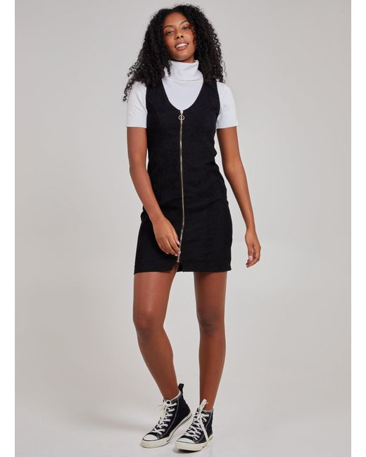Pink Vanilla Black Zip Through Corduroy Dress