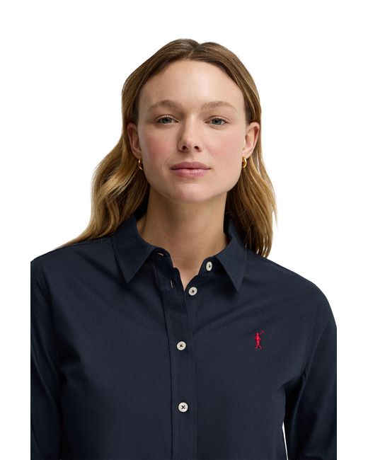 POLO CLUB Blue Long Sleeve Regular Fit Shirt Shirt-L-S25