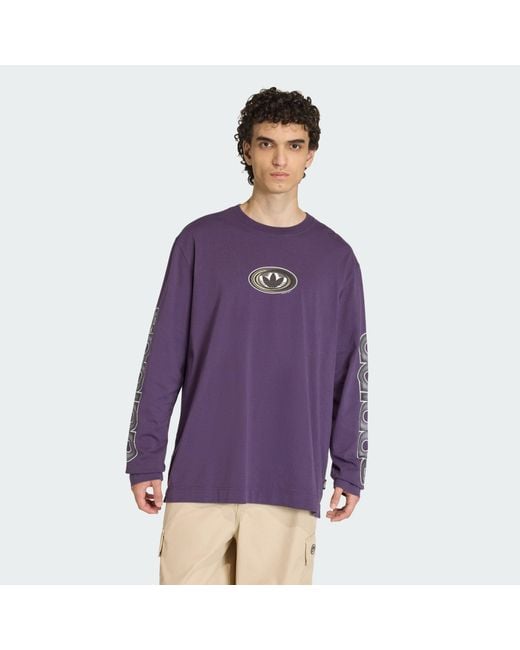 Adidas Originals Purple 90's Alternative Sport Archive Graphic Long Sleeve Tee for men