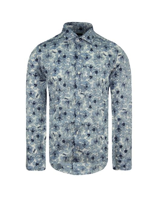 Eden Park Blue Paris Slim Printed Shirt for men