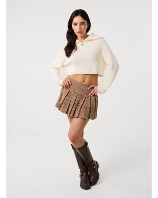Pink Vanilla Brown Tweed Pleated Mini Skirt