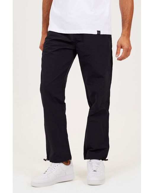 Brave Soul Blue Taslan Loose Fit Cuffed Cargo Trousers for men