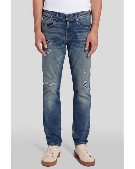 7 For All Mankind Blue Jeans Slimmy Tapered Slim Fit for men