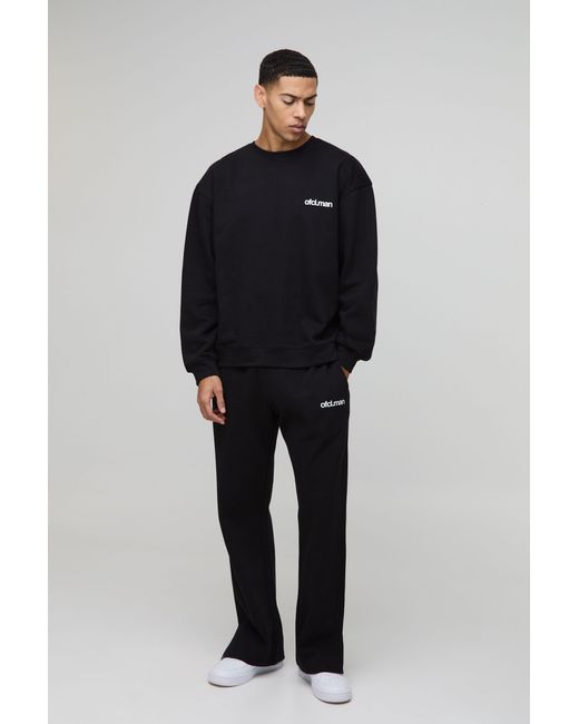 BoohooMAN Blue Oversized Ofcl Split Hem Sweat Tracksuit for men
