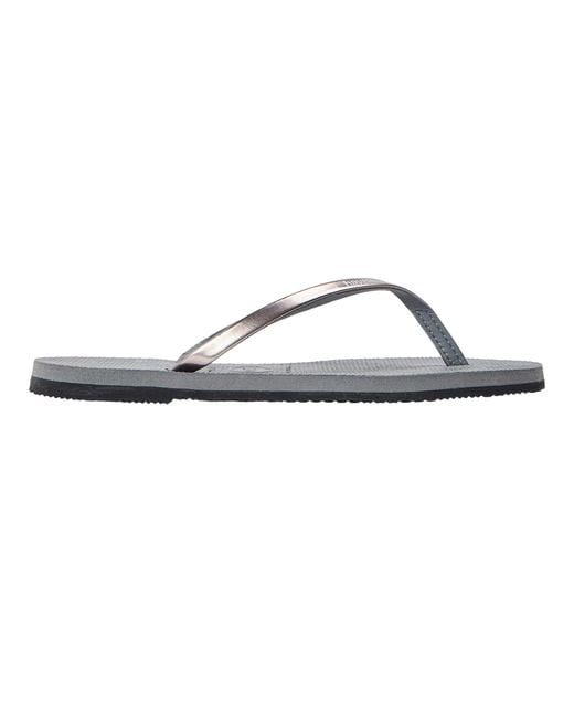 Havaianas Blue Ladies You Metallic Rubber Strap Flip Flops (Steel)
