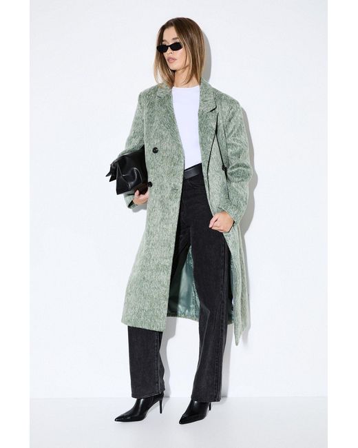 MissPap Green Wool Look Structured Shoulder Coat