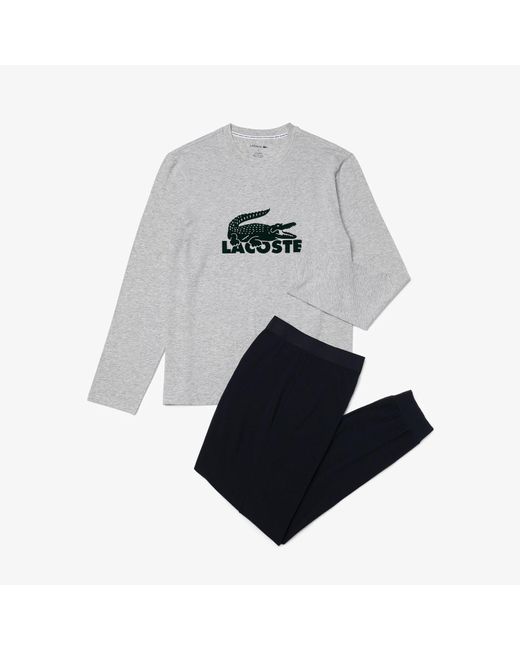 Lacoste Pyjama Set Met Lange Mouwen In Navy Grijs in het Blue voor heren