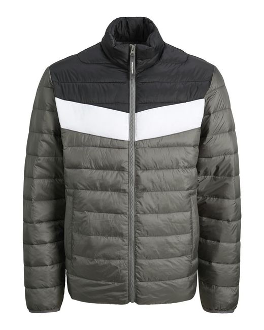 Jack & Jones Gray Puffer Jacket With Quilted Design for men