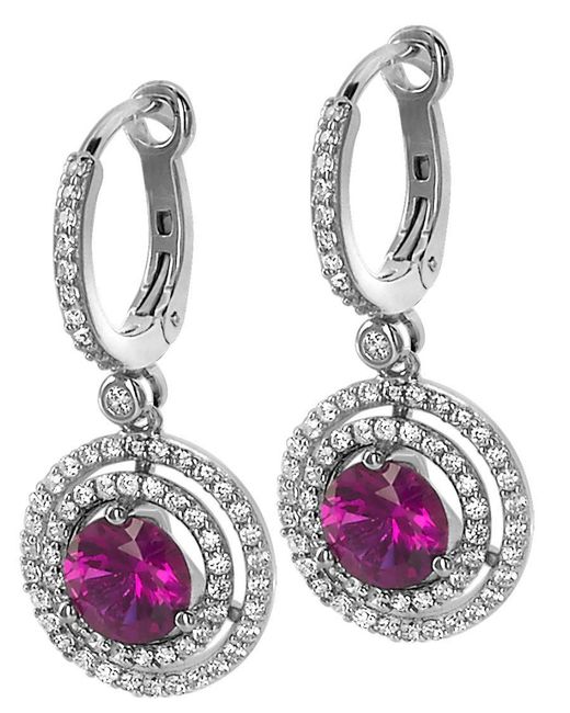 Orphelia Pink 'Belina' 925 Sterling Set: Chain-Pendant + Earrings