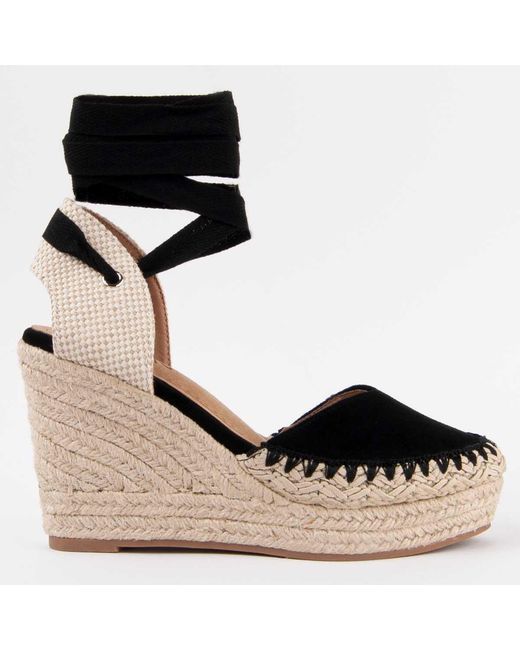 Montevita Black Wedge Espadrille Esparteo3 Textile