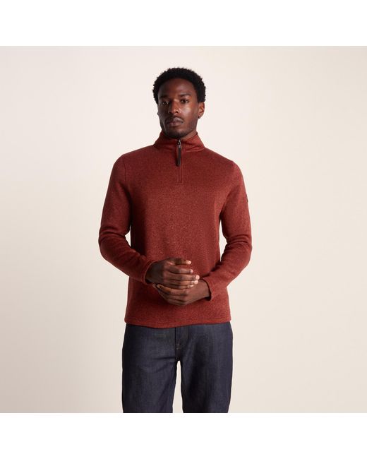 TOG24 Red Pearson Knitlook Quarter Zip Fleece Clay Marl for men