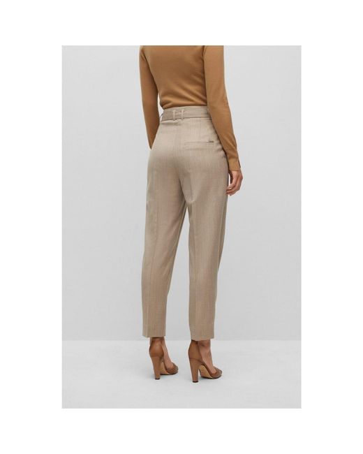 Boss Natural Tapiah1 Solid Patterned Straight Trousers