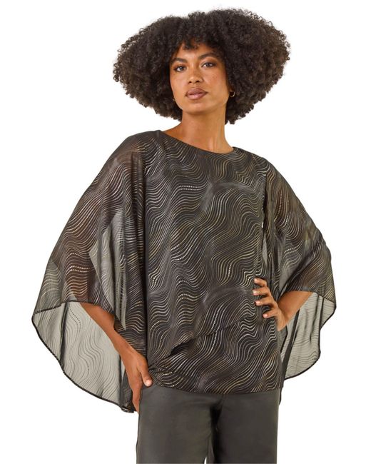 Roman Gray Wavy Spot Foil Overlay Top