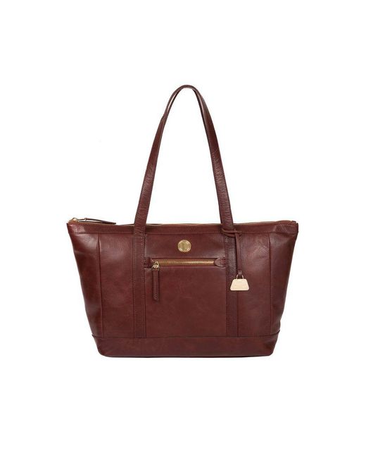 Pure Luxuries Red 'Willow' Chestnut Leather Tote Bag