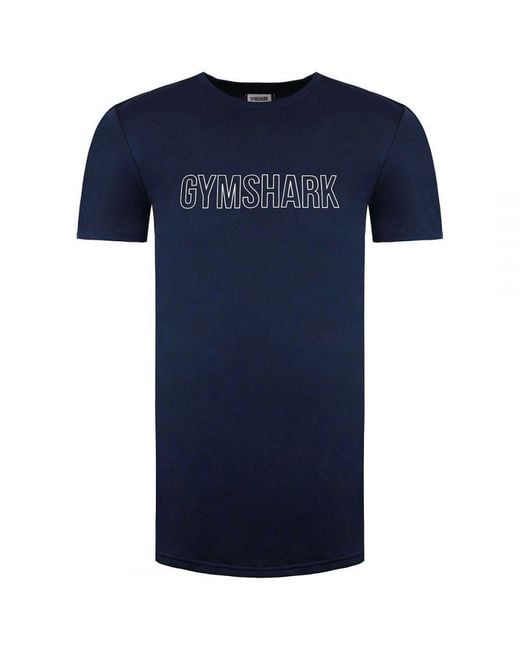 GYMSHARK Blue Arrival Graphic Slim T-Shirt for men