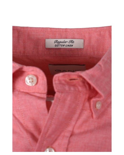 Gant Pink Reg Cotton Linen Long Sleeve Shirt Sunset for men