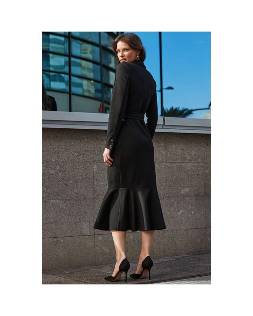 Sosandar Blue Tailored Fishtail Hem Wrap Dress