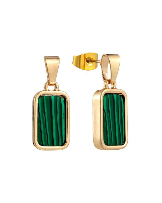 The Jewellery Stockroom Green Plated Malachite Drop Earrings