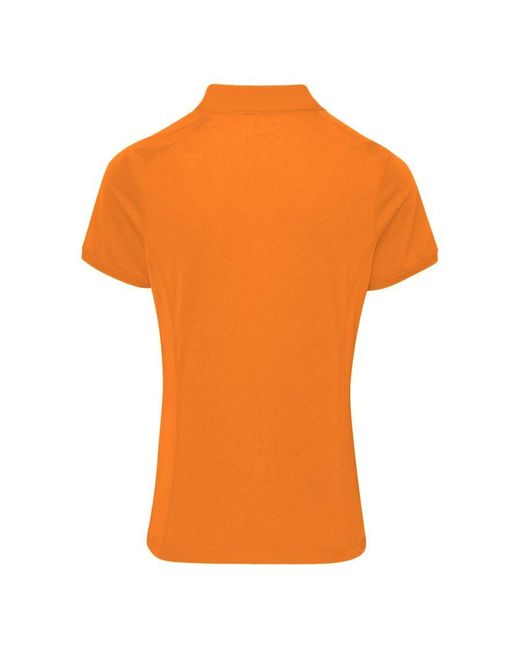 PREMIER Orange Ladies Coolchecker Short Sleeve Pique Polo T-Shirt (Neon)